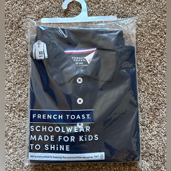 Boy’s or Girl’s French Toast Long Sleeve School Uniform Navy Blue Polo Sz XS NWT - Picture 1 of 3